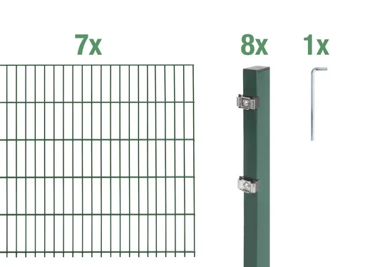 "Double rod mesh fence complete set, green, height 120 cm, length 14 m image"
