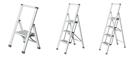 "Aluminium design folding stepladder 1-step white, non-slip household ladder, safety stepladder image"