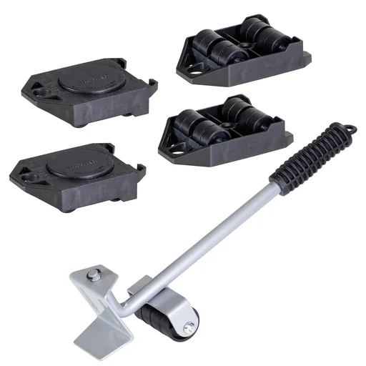 "Transport aid set MM 3113, 800 kg load capacity, furniture lifter, lifter + 4 rollers, TÜV & GS, tip-proof, turntable image"