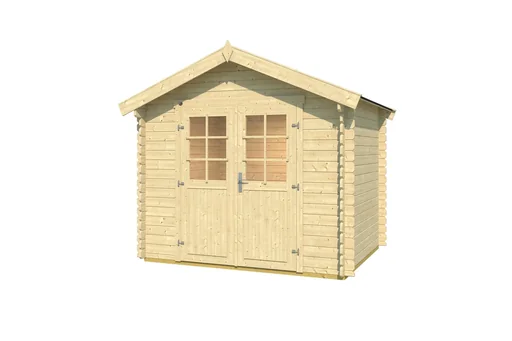 "Garden house 209 Gr.2, 288 x 284 x 254 cm, wall thickness 28 mm, with double door natural image"