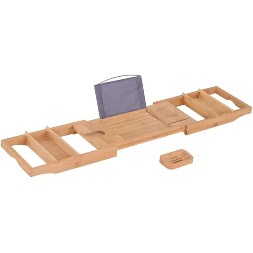 "Bathtub shelf Bathtub shelf adjustable in size Bamboo Natural (73.5 108) x 17 x 5 cm image"