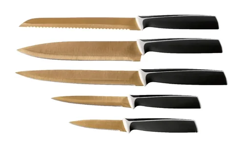 "5-piece knife set with titanium coating image"