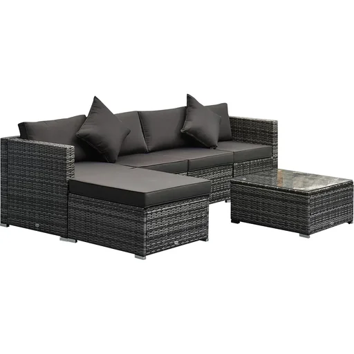 "6-piece sofa set in rattan look, freely combinable, grey image"