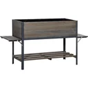 Raised bed planter with 2 foldable shelves lower shelf flower box flowerpot herb bed solid wood light grey