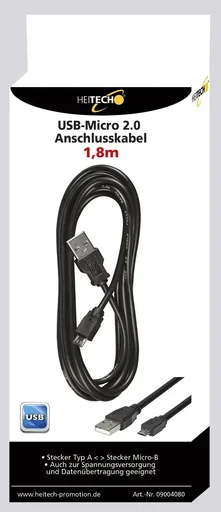 "USB-micro connection cable, 1.80m image"