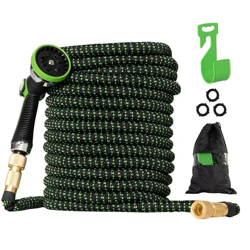 "Garden hose flexible 30 m with 10 functions spray nozzle water hose with 1/2 inch & 3/4 inch connection hose expandable image"