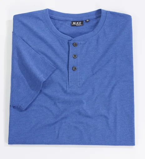 "T-shirt with button placket, color royal, size M image"