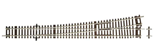 "Left turnout Wl10 without drive, length 345 mm (= G1+G½), branch angle 10°, branch radius 1946 mm, frog angle 8.1° image"