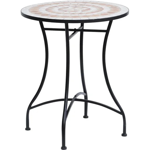 "Garden table, balcony table, mosaic table, serving table, round, steel + ceramic, Ø60 x H71 cm image"