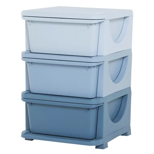 "Drawer cabinet for children with storage space Storage boxes Toy organizer Toy box three levels for children's room image"