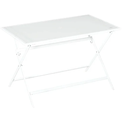 "Garden table - white - metal/glass - 110 x 70 x 70 cm image"
