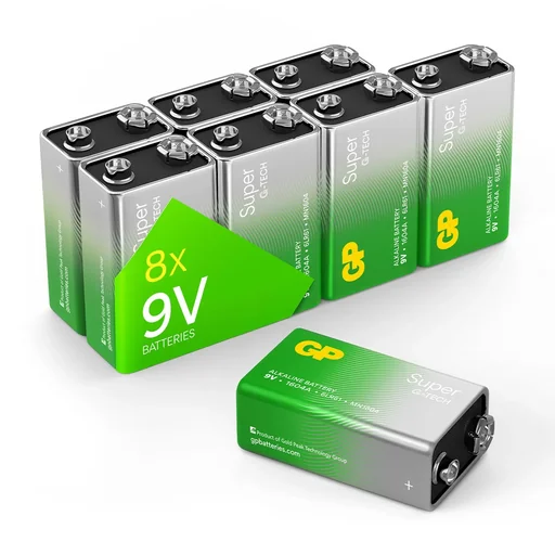 "SUPER 9V Block Alkaline Battery - 8 pieces image"