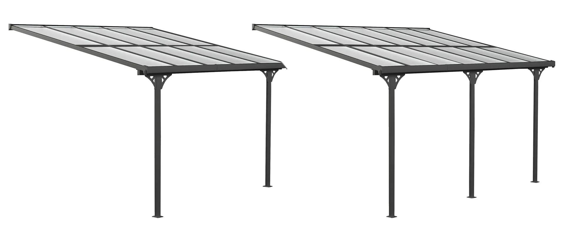 "Patio Roof Bruce 435, 435×300×270 cm, Black – Aluminum with Polycarbonate Roof image"