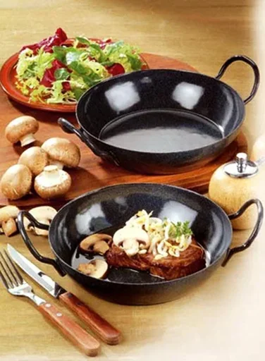 "Gourmet pans, set of 2, steel enamel image"