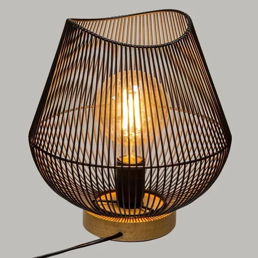 "NL table lamp with wooden base - 28 cm - black image"