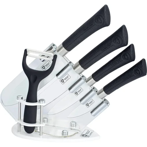 "4-piece knife set - with peeler - black image"