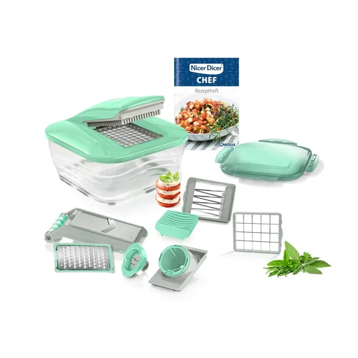 "Nicer Dicer Chef, Mint Green, 15-piece set image"