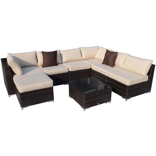"Polyrattan garden furniture set including cushions image"