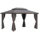 Garden gazebo - incl. curtains - grey - 4 x 3 m