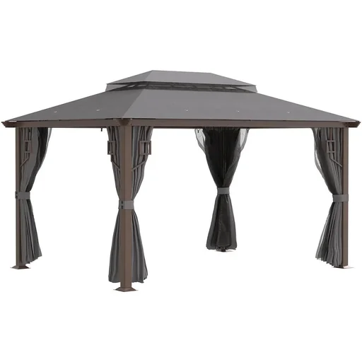 "Garden gazebo - incl. curtains - grey - 4 x 3 m image"