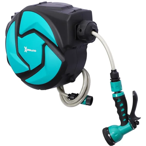 "Hose reel wall hose box 180° swiveling frost protection -5 45 °C plastic green + black 10 m image"