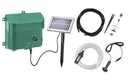 Solar irrigation set with battery, panel, pump, hose, nozzles, etc.