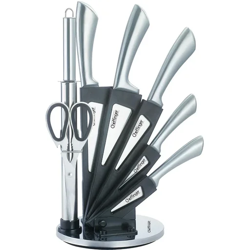 "Cheffinger 8-piece knife set with standard - silver/grey image"