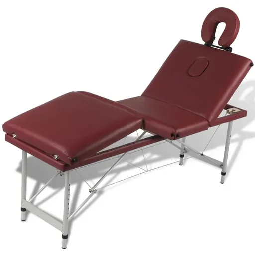 "Foldable massage table with aluminum frame (four sections / red) image"