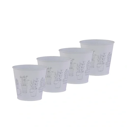 "Metal planter in white, set of 4 image"