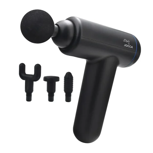 "Mini massage gun, 6 speed levels, 4 massage heads image"