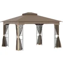 Garden arbor with umbrella - brown/beige - 3.7 x 3 m