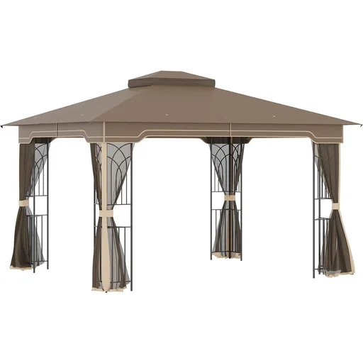 "Garden arbor with umbrella - brown/beige - 3.7 x 3 m image"