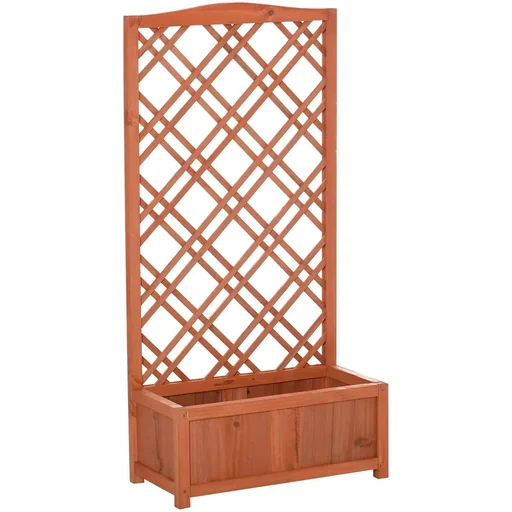 "Flower box with climbing wall - wood - 60 x 30 x 122.5 cm image"