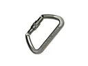 Locking carabiner made of steel, breaking load 50 kilonewtons (5100 kg)