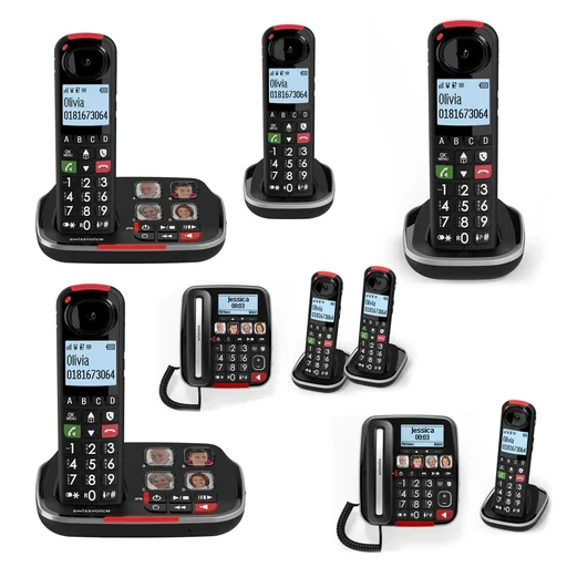 "Senior cordless phone DUO + ​​corded phone with large buttons and hearing aid compatible image"