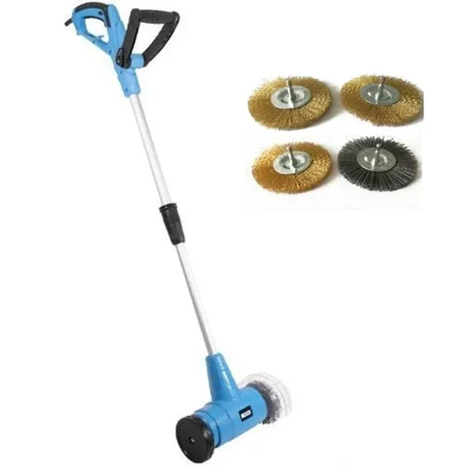 "Electric weed brush / grout cleaner with 2 additional metal brushes - 400W - 340 x 275 x 1230mm -GFR 401 image"