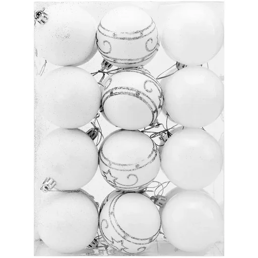 "Baubles - Christmas tree lights - Christmas tree decorations - Set of 24 white image"